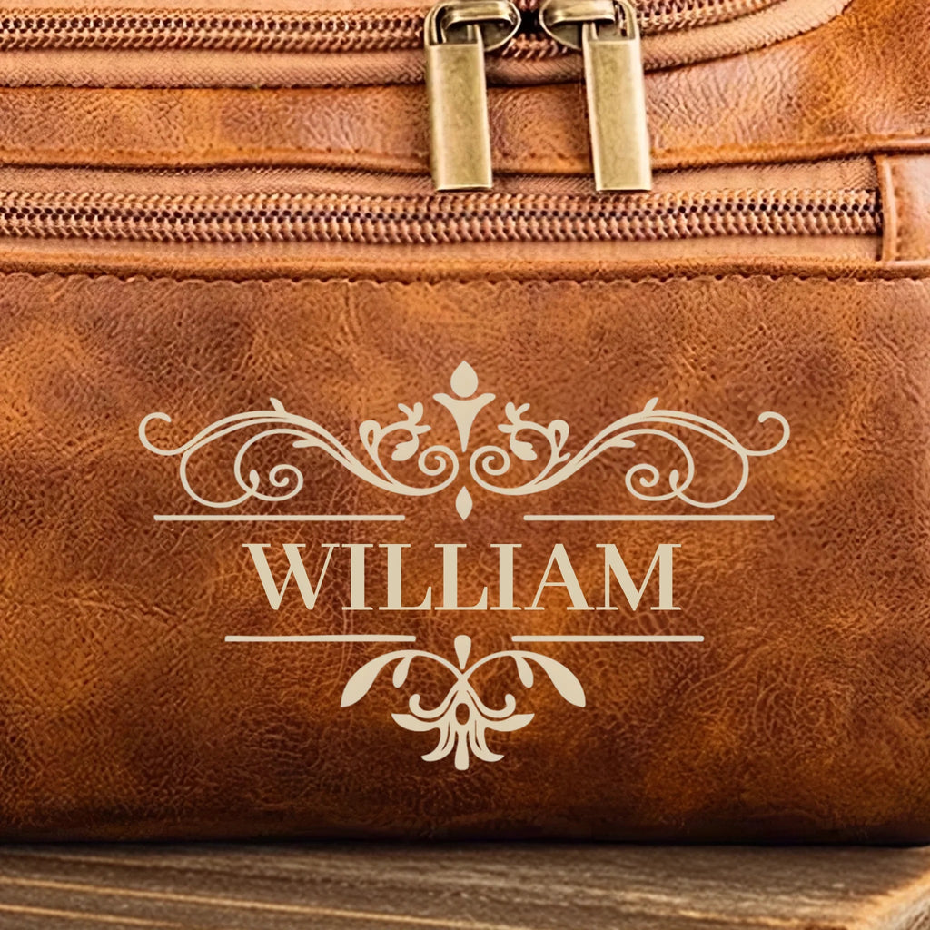 Custom Engraved Leather Toiletry Bag – “Crafted For A Good Man” Engraved Toiletry Bag – Best Birthday Gift for Dad, Brother, Grandpa, Husband – Travel Bag for Men 1069257 - DiyGiftly