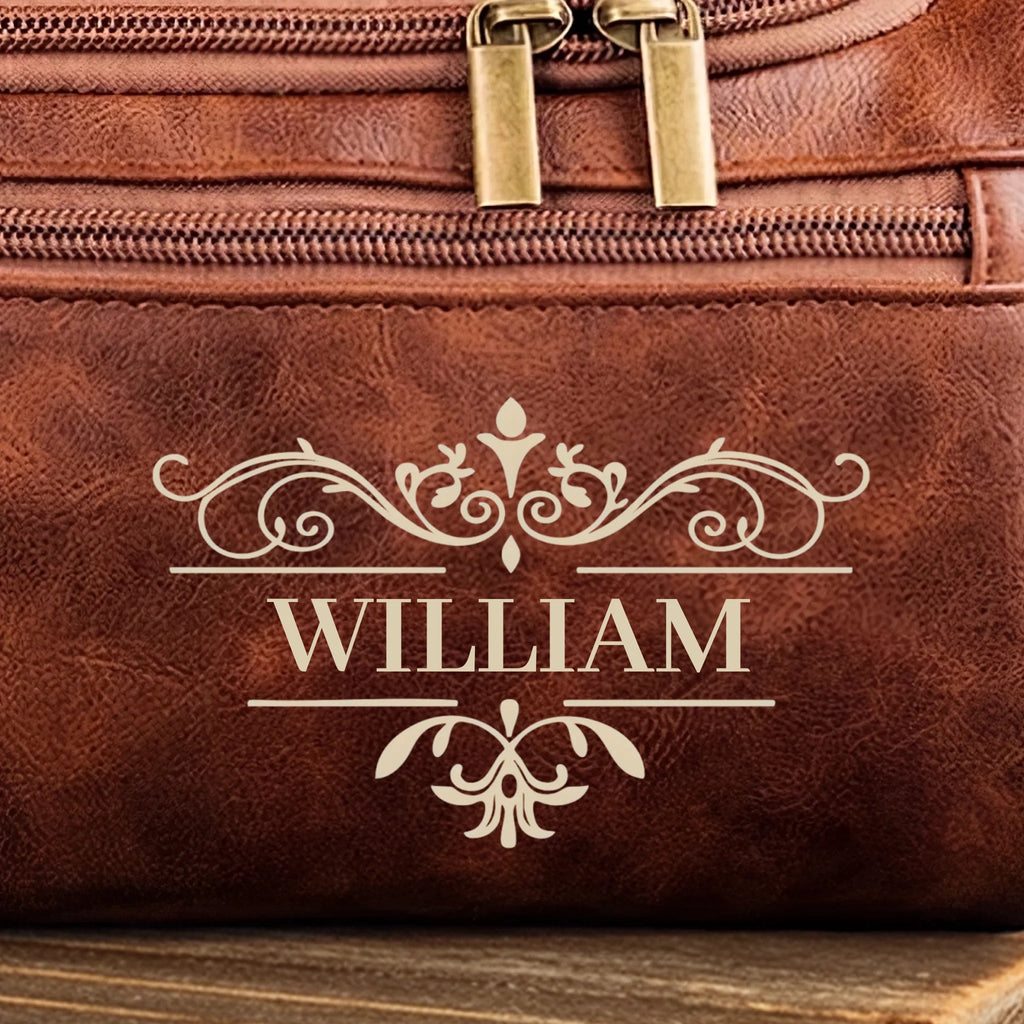 Custom Engraved Leather Toiletry Bag – “Crafted For A Good Man” Engraved Toiletry Bag – Best Birthday Gift for Dad, Brother, Grandpa, Husband – Travel Bag for Men 1069257 - DiyGiftly