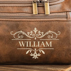 Custom Engraved Leather Toiletry Bag – “Crafted For A Good Man” Engraved Toiletry Bag – Best Birthday Gift for Dad, Brother, Grandpa, Husband – Travel Bag for Men 1069257 - DiyGiftly