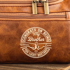 Custom Engraved Leather Toiletry Bag – Personalized Brother’s Travel Toiletry Organizer – Made For Your Journey – Custom Name Toiletry Bag for Men’s Trips, Daily Grooming, Birthday or Holiday Gifts 1069207 - DiyGiftly