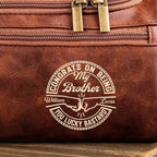 Custom Engraved Leather Toiletry Bag – Personalized Brother’s Travel Toiletry Organizer – Made For Your Journey – Custom Name Toiletry Bag for Men’s Trips, Daily Grooming, Birthday or Holiday Gifts 1069207 - DiyGiftly