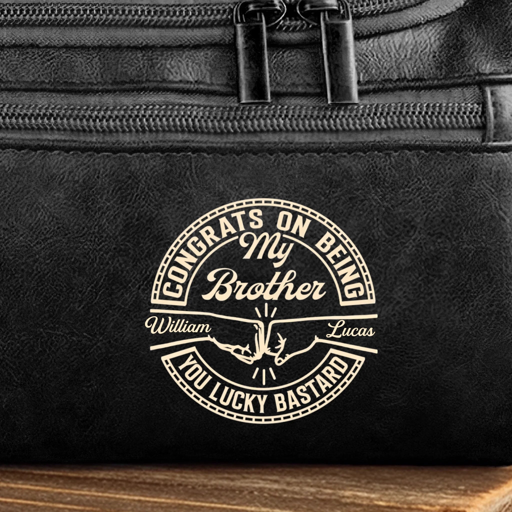 Custom Engraved Leather Toiletry Bag – Personalized Brother’s Travel Toiletry Organizer – Made For Your Journey – Custom Name Toiletry Bag for Men’s Trips, Daily Grooming, Birthday or Holiday Gifts 1069207 - DiyGiftly