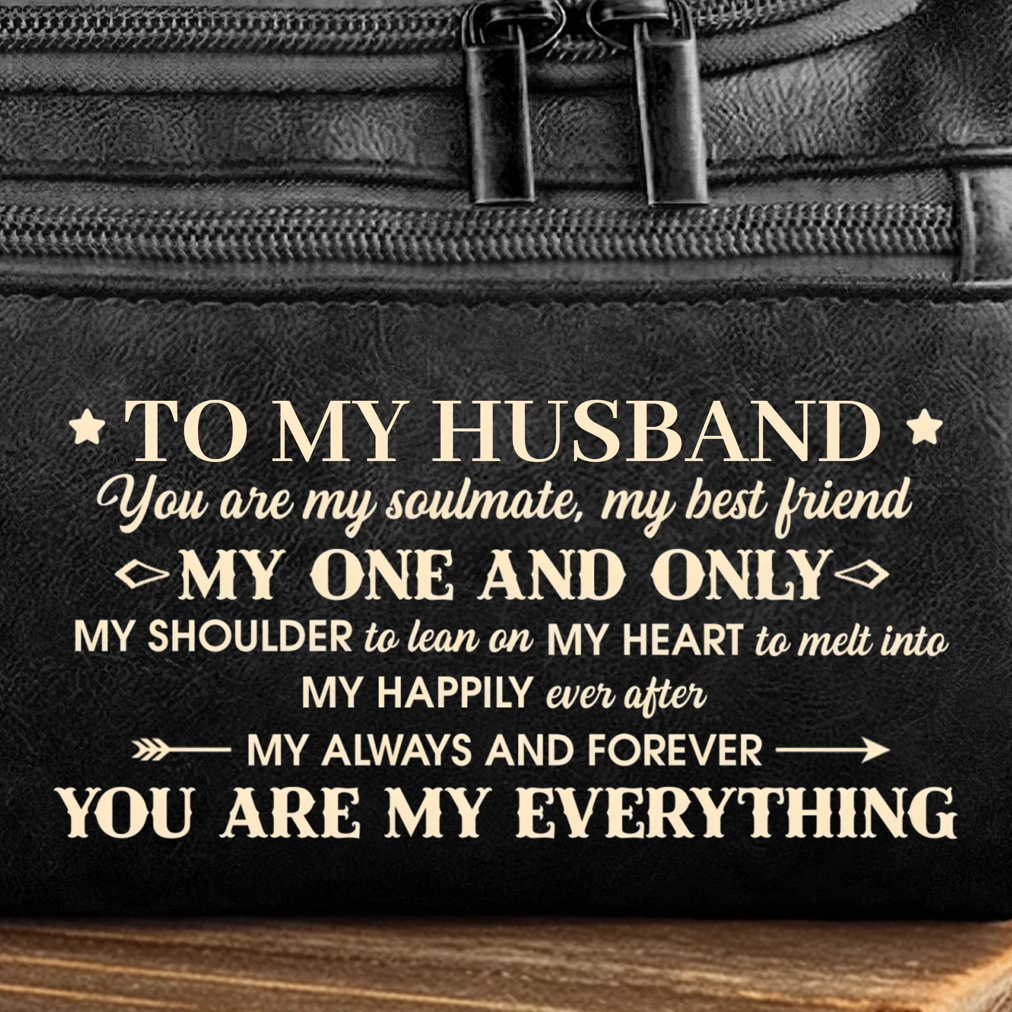 Custom Engraved Leather Toiletry Bag – With You Life Feels Right – Unique Birthday Gift for Husband, Boyfriend, Father, Anniversary or Holiday Gift 1069191 - DiyGiftly