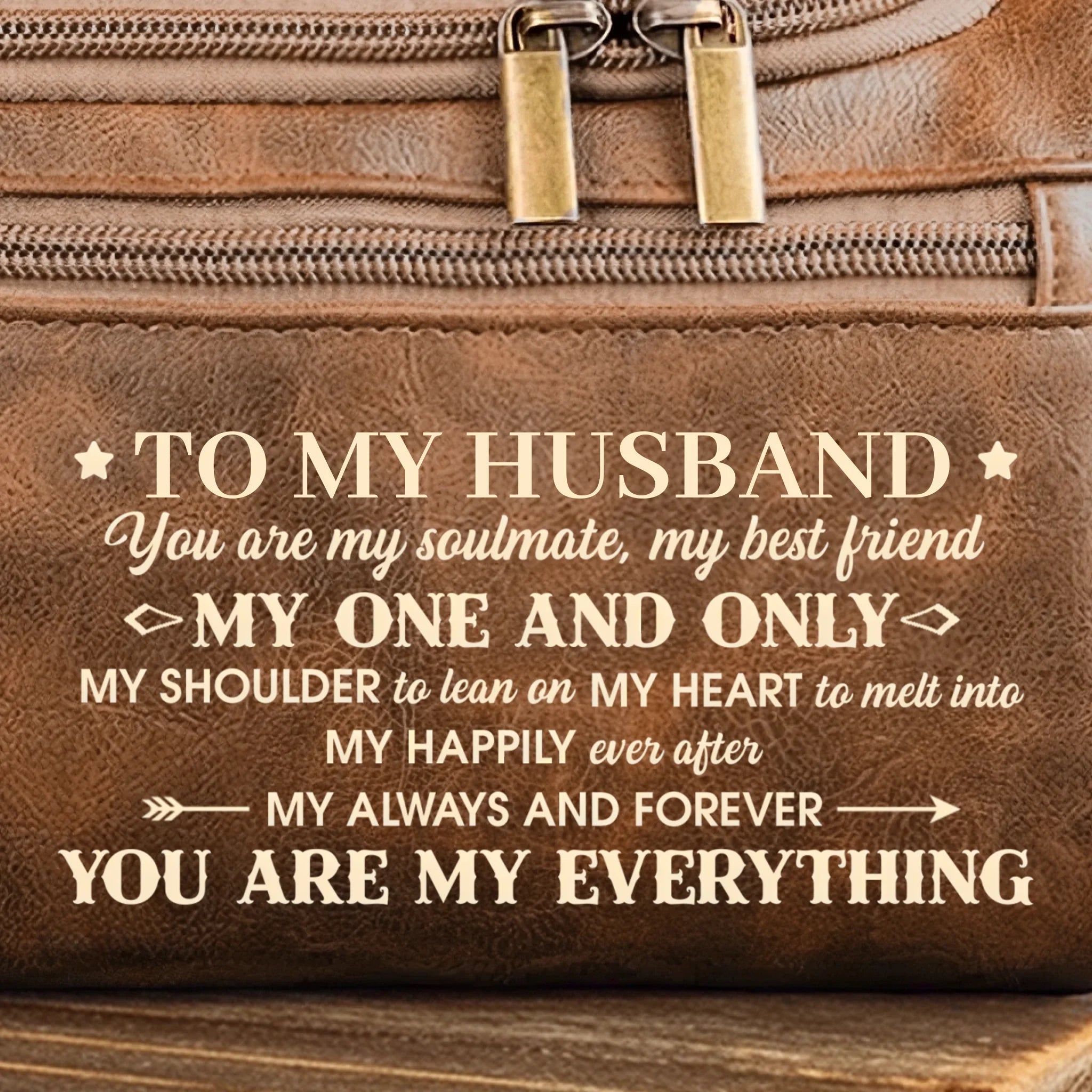 Custom Engraved Leather Toiletry Bag – With You Life Feels Right – Unique Birthday Gift for Husband, Boyfriend, Father, Anniversary or Holiday Gift 1069191 - DiyGiftly