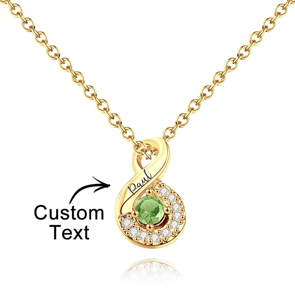 Custom Engraved Name Birthstone Necklace Infinity Creative Gifts Valentines Gift - DiyGiftly