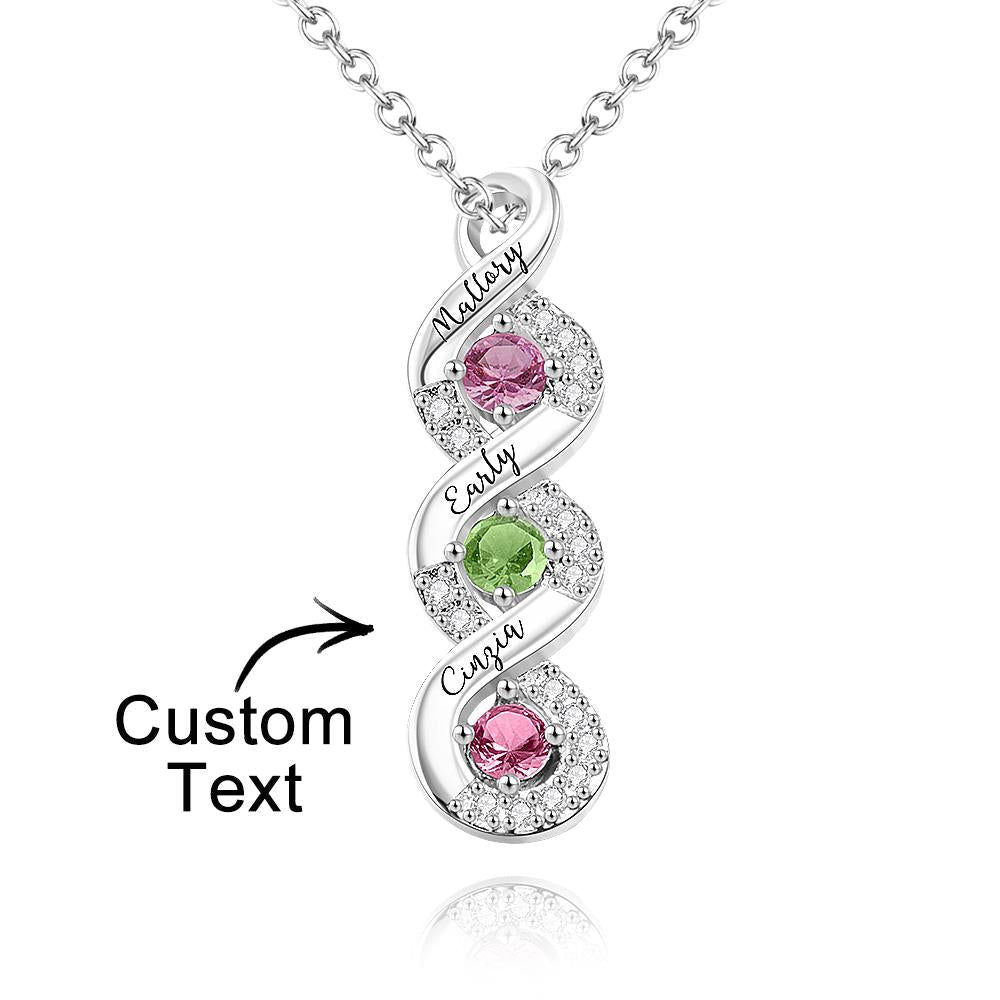 Custom Engraved Name Birthstone Necklace Infinity Creative Gifts Valentines Gift - DiyGiftly