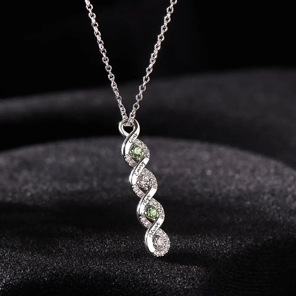 Custom Engraved Name Birthstone Necklace Infinity Creative Gifts Valentines Gift - DiyGiftly