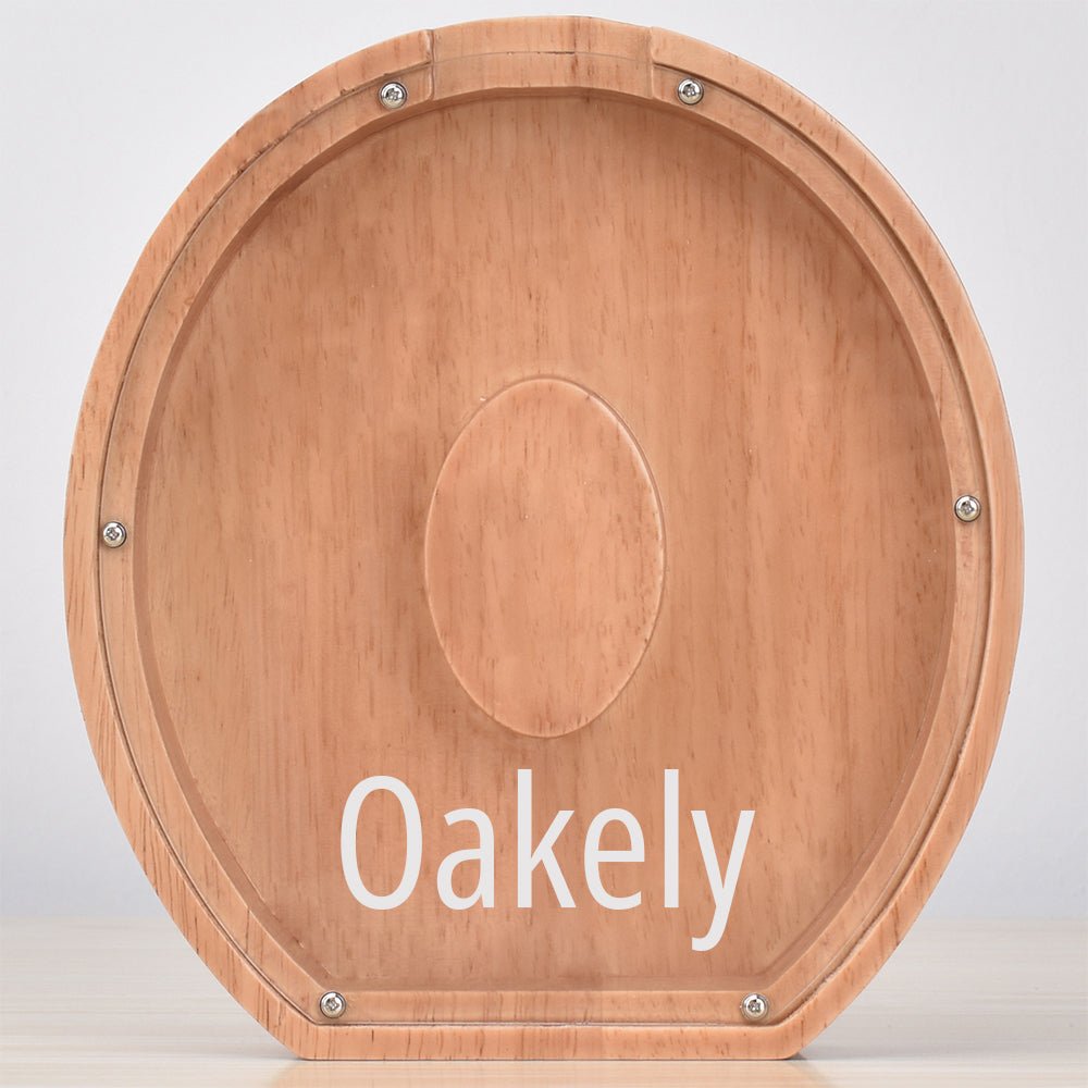 Custom Engraved Name Oak Wooden Letter Piggy Bank - DiyGiftly