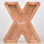 Custom Engraved Name Oak Wooden Letter Piggy Bank - DiyGiftly