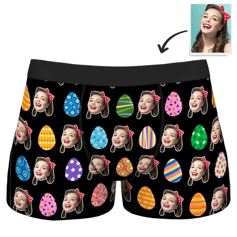 Custom Face Easter Theme Boxer Personalized Photo Boxer Funny Easter Gift for Boyfriend - DiyGiftly