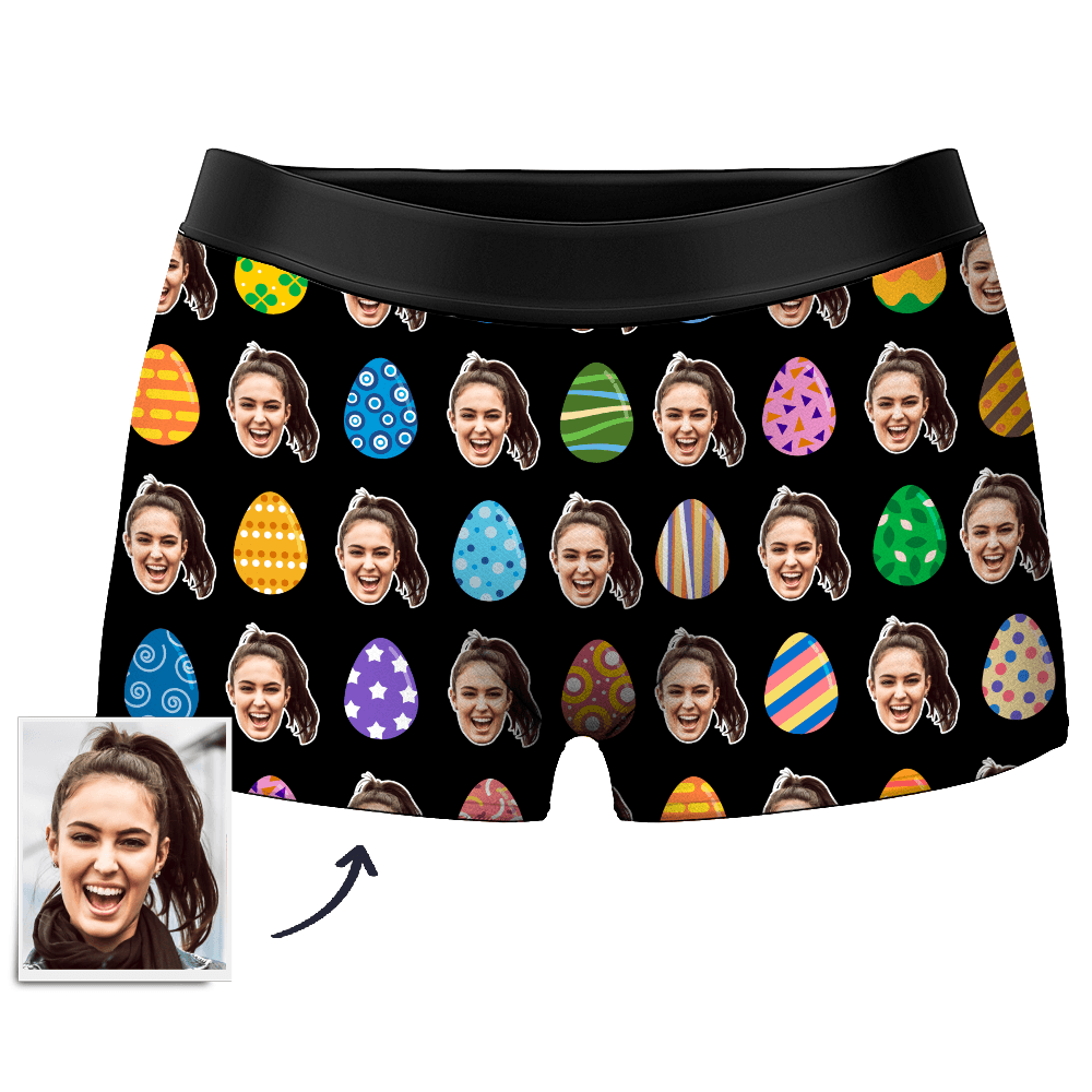 Custom Face Easter Theme Boxer Personalized Photo Boxer Funny Easter Gift for Boyfriend - DiyGiftly