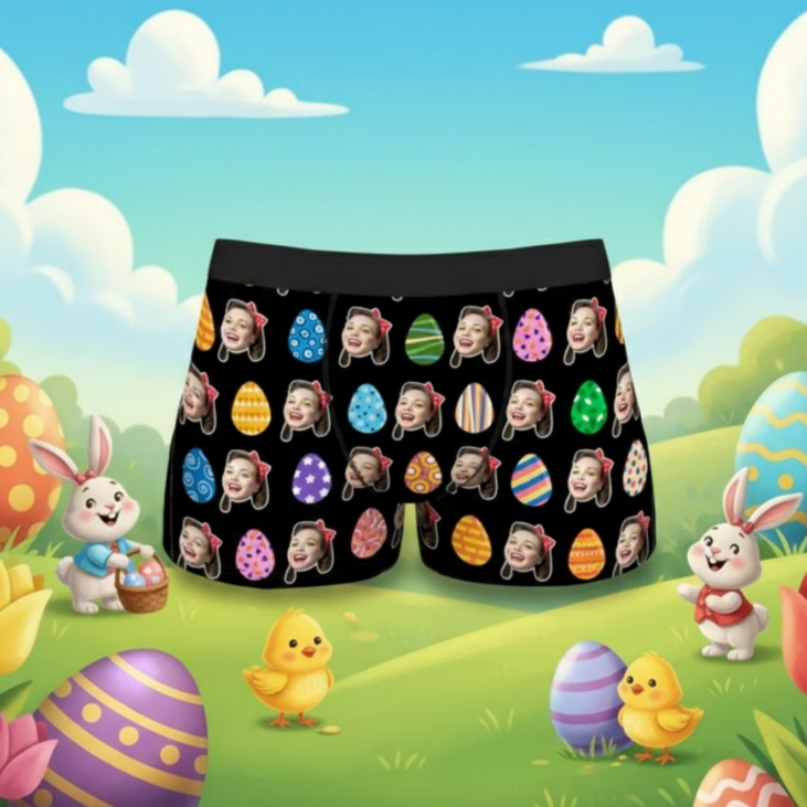 Custom Face Easter Theme Boxer Personalized Photo Boxer Funny Easter Gift for Boyfriend - DiyGiftly