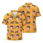 Custom Face Funny Halloween Photo Yellow Hawaiian Shirt Party Gift - DiyGiftly