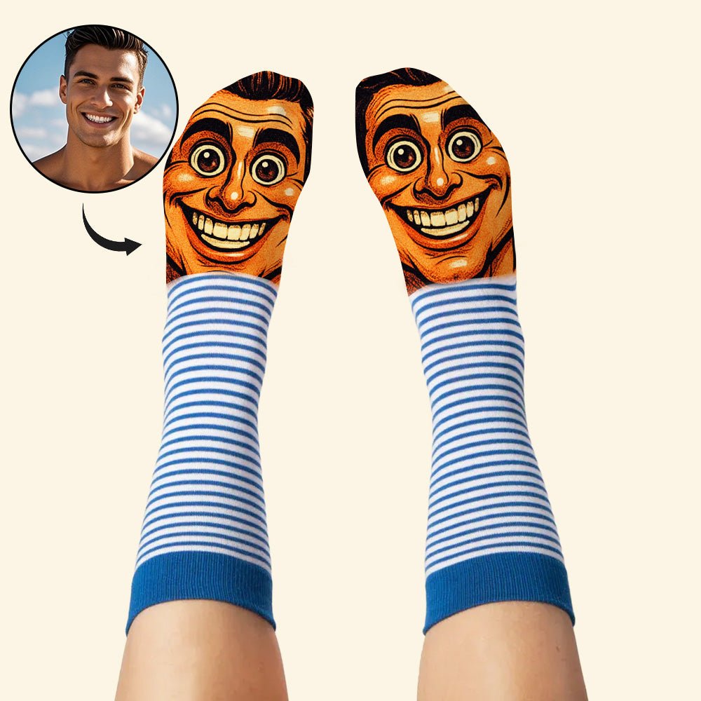 Custom Face Funny Socks Cartoon Style Photo Gifts for Him Her - DiyGiftly