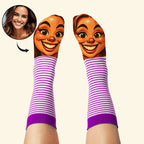 Custom Face Funny Socks Cartoon Style Photo Gifts for Him Her - DiyGiftly