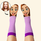 Custom Face Funny Socks Cartoon Style Photo Gifts for Him Her - DiyGiftly