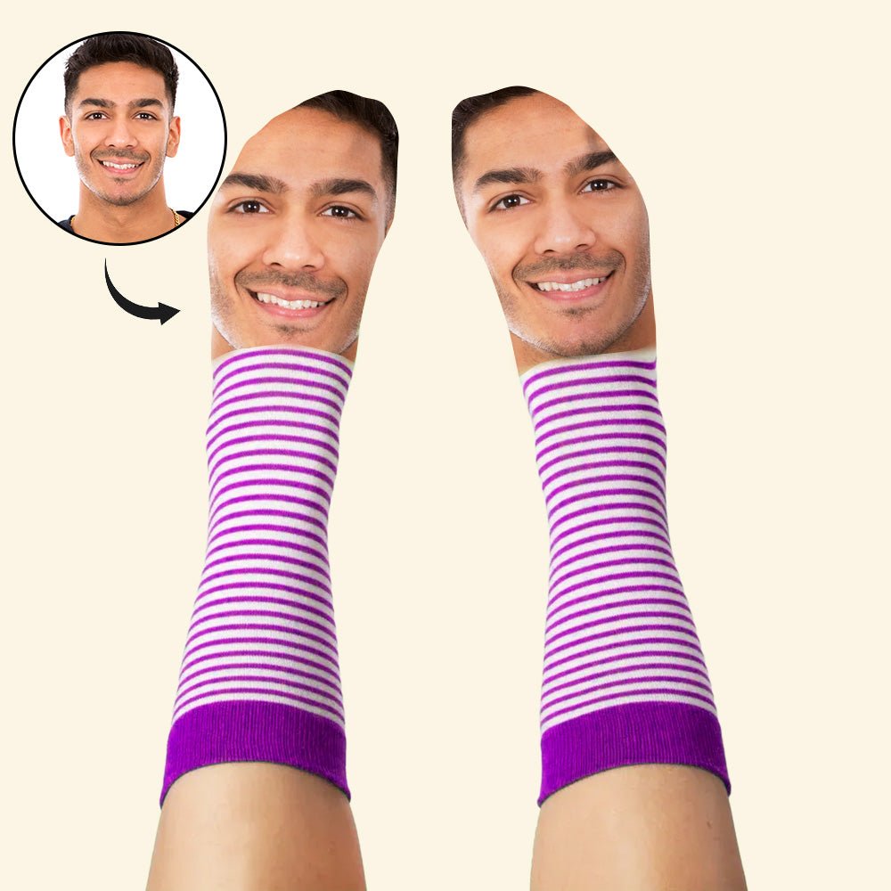 Custom Face Funny Socks Cartoon Style Photo Gifts for Him Her - DiyGiftly