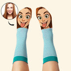 Custom Face Funny Socks Cartoon Style Photo Gifts for Him Her - DiyGiftly