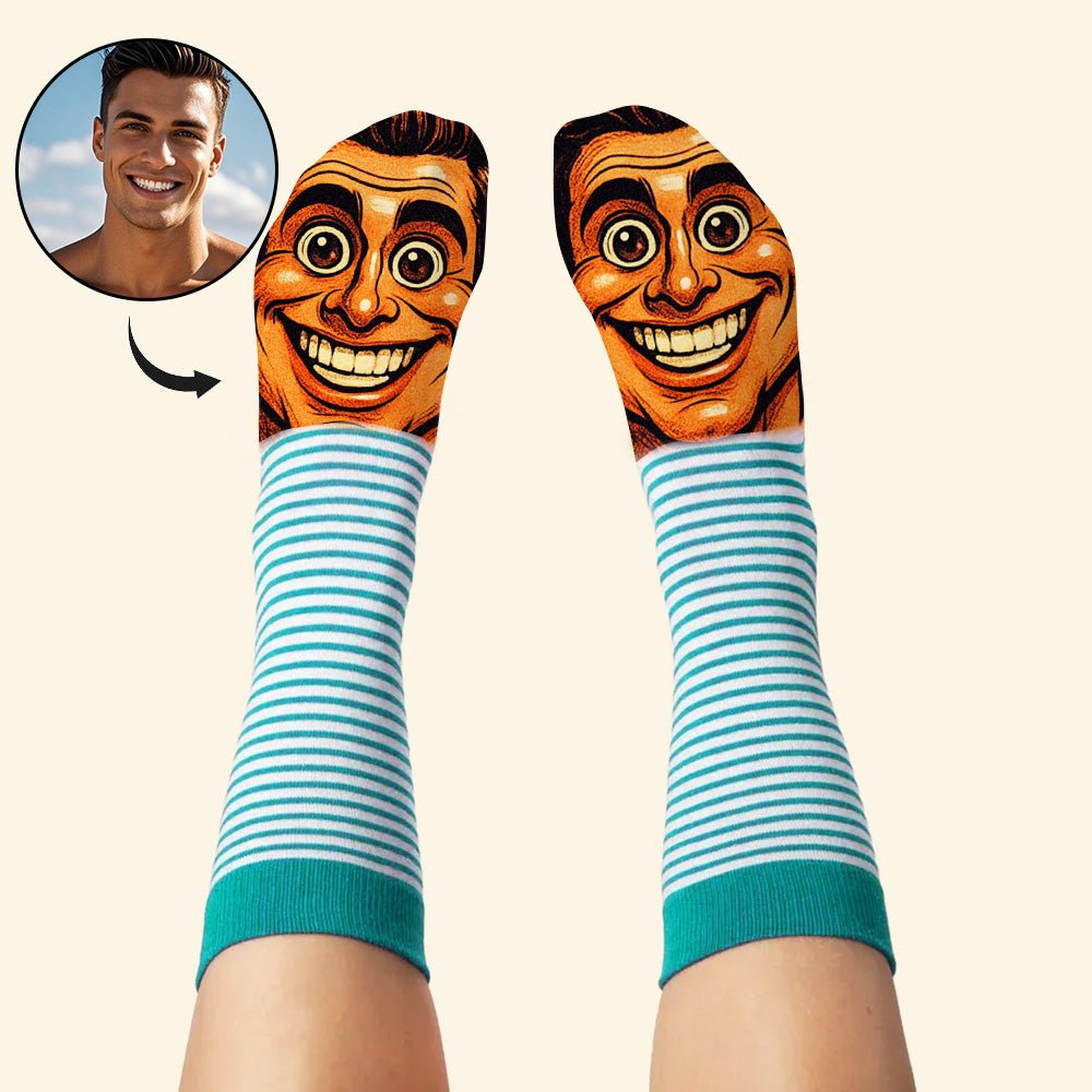 Custom Face Funny Socks Cartoon Style Photo Gifts for Him Her - DiyGiftly