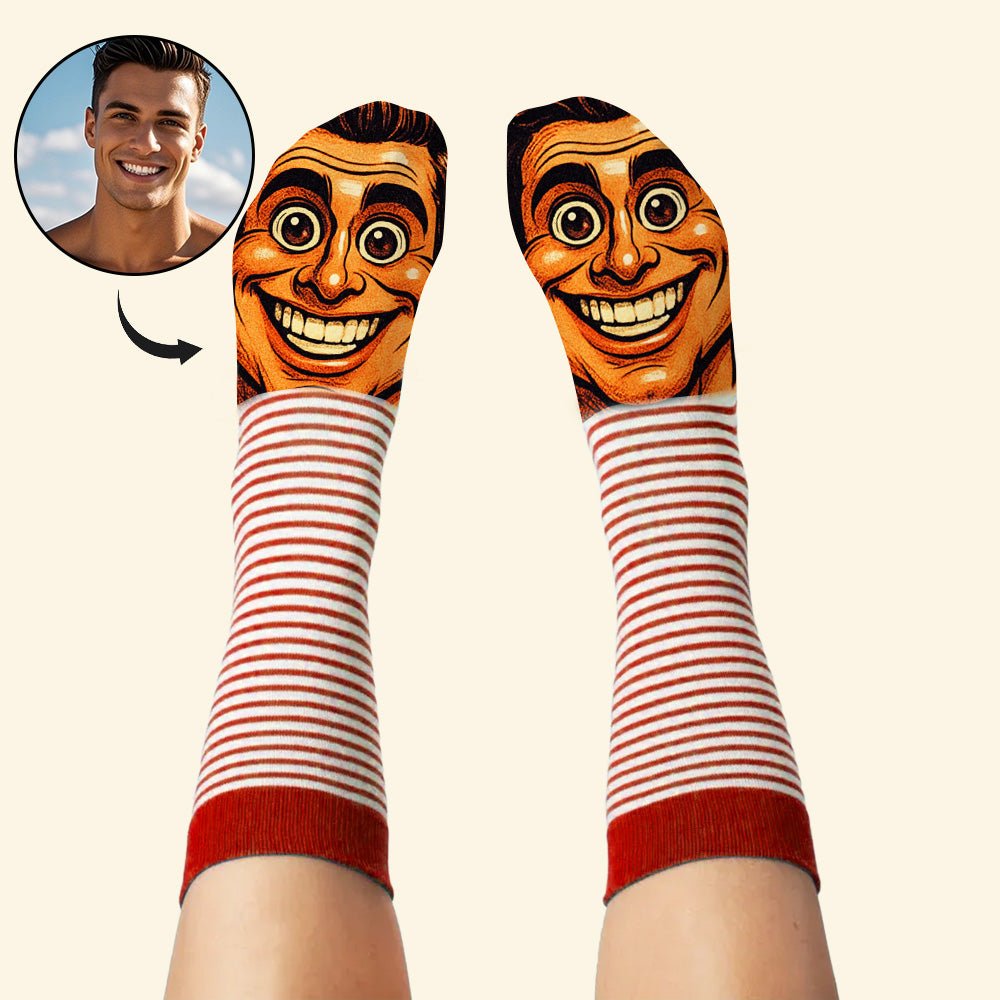 Custom Face Funny Socks Cartoon Style Photo Gifts for Him Her - DiyGiftly