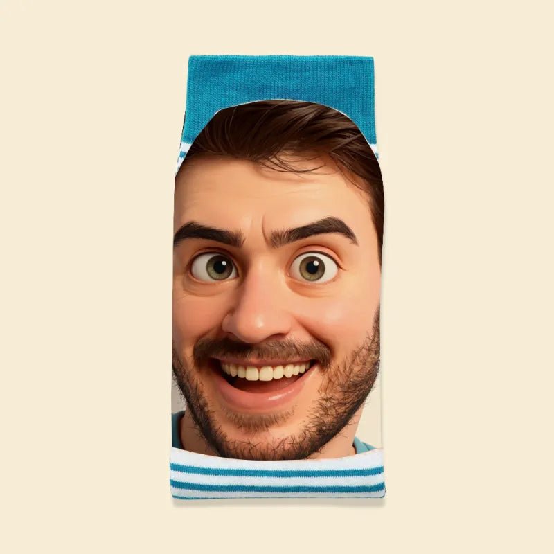 Custom Face Funny Socks Cartoon Style Photo Gifts for Him Her - DiyGiftly