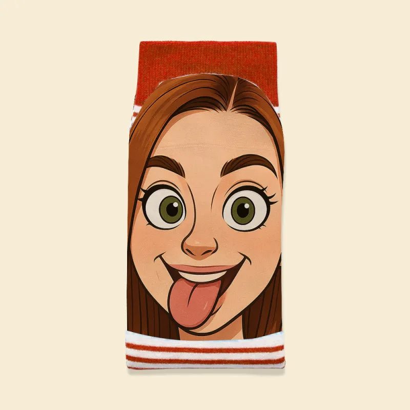 Custom Face Funny Socks Cartoon Style Photo Gifts for Him Her - DiyGiftly
