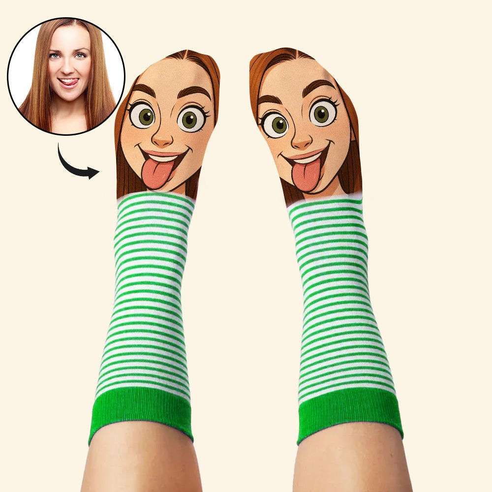 Custom Face Funny Socks Cartoon Style Photo Gifts for Him Her - DiyGiftly