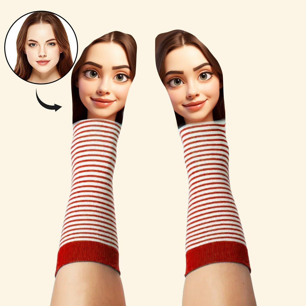 Custom Face Funny Socks Cartoon Style Photo Gifts for Him Her - DiyGiftly