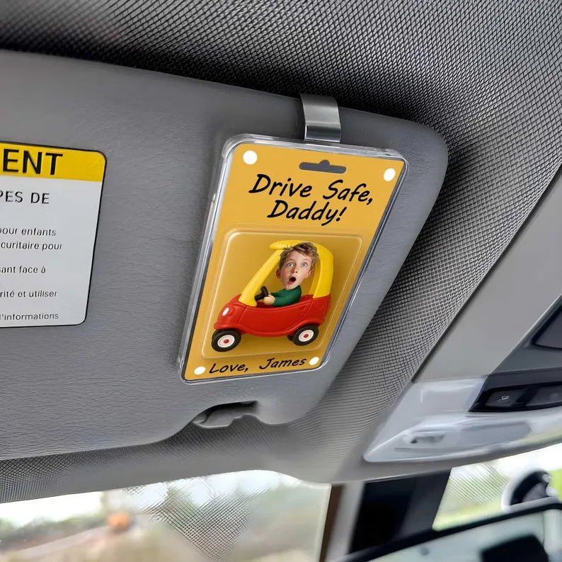 birthday gift custom gift for dad inspired by face kids photo car visor clip