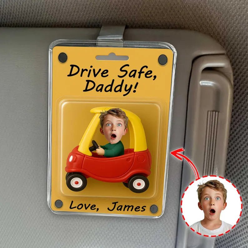 face kids photo car visor clip custom gift for dad personalized gift