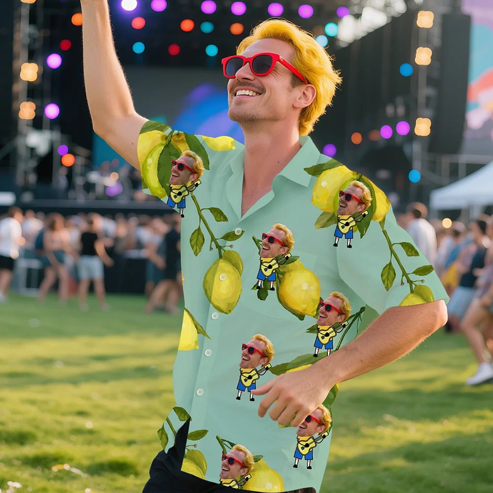 Custom Face Lemon Hawaiian Shirt – Personalized Funny Summer Shirt for Beach Holiday, Family Reunion, Travel, Picnic or Birthday Gift for Men, Women, Friends 96693504 - DiyGiftly