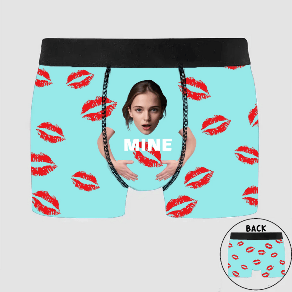 Custom Face Men's Boxer It'S Mine Style Underwear, Birthday Gifts for Husband, Waistband Text Boxer Gift 748430 - DiyGiftly