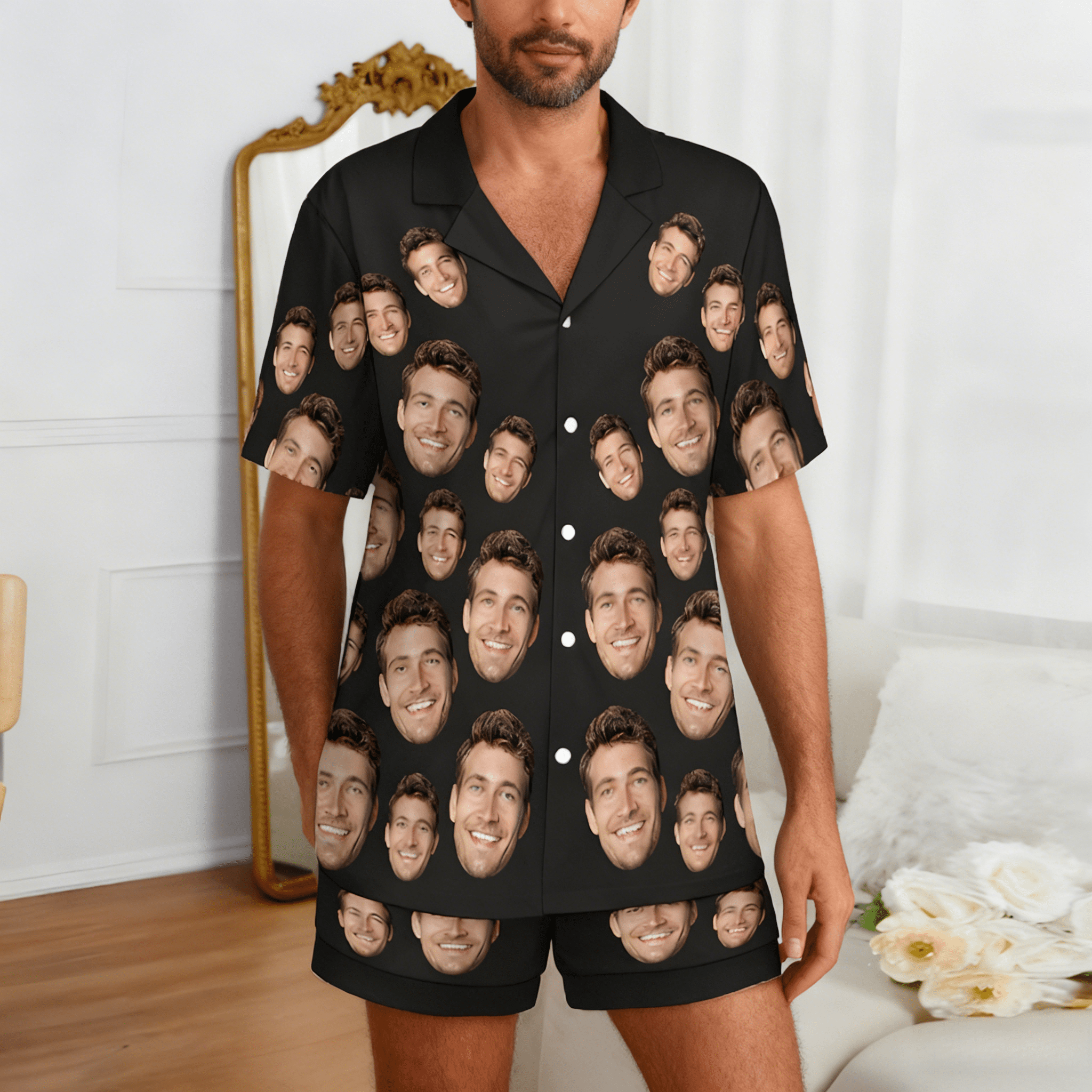 Custom Face Short Sleeve Pajama Valentine's Day Gift for Lover - DiyGiftly
