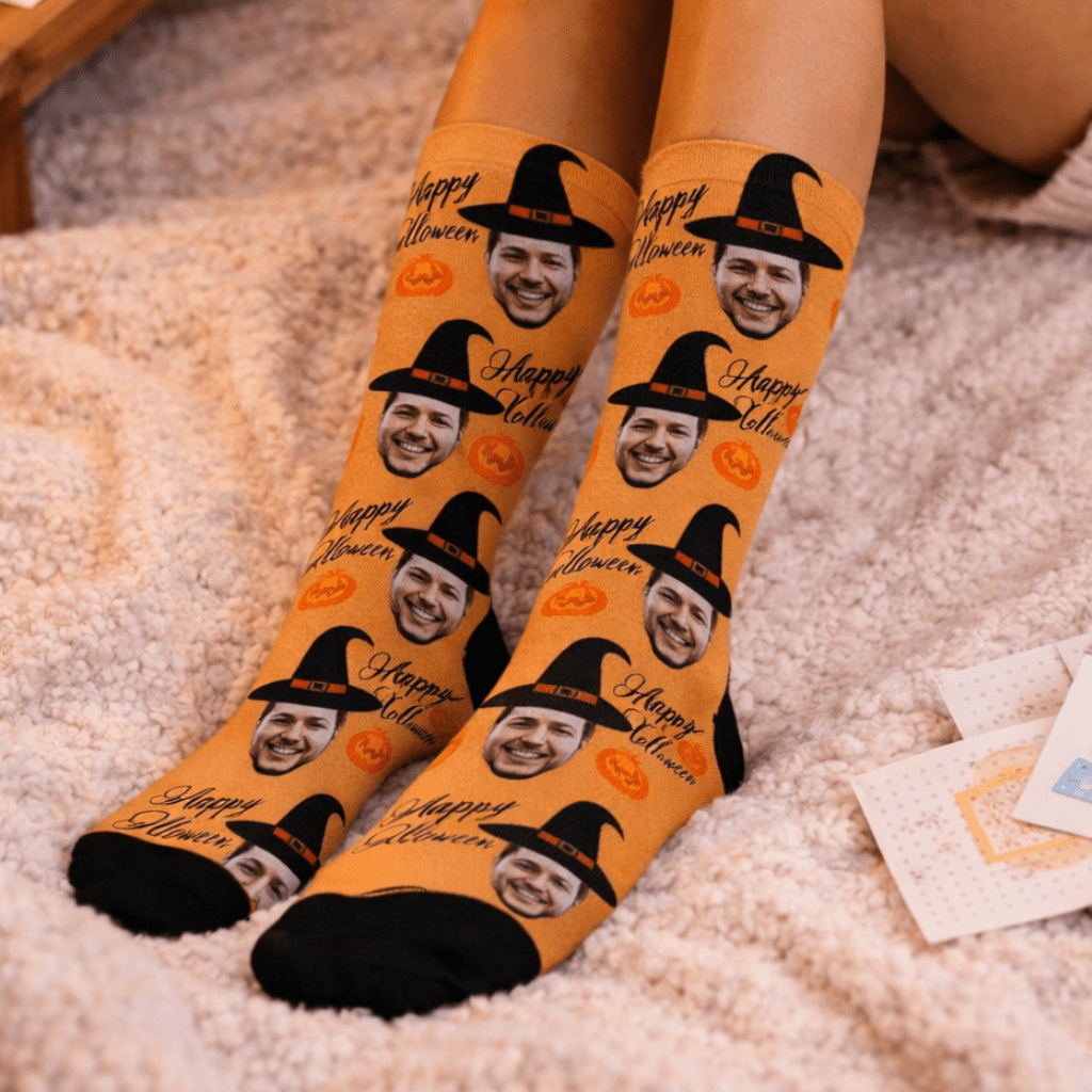 Custom Face Socks Happy Halloween Photo Socks Halloween Costume Halloween Pumpkin Gift Halloween Gift Idea Witch Party Theme 76964098 - DiyGiftly
