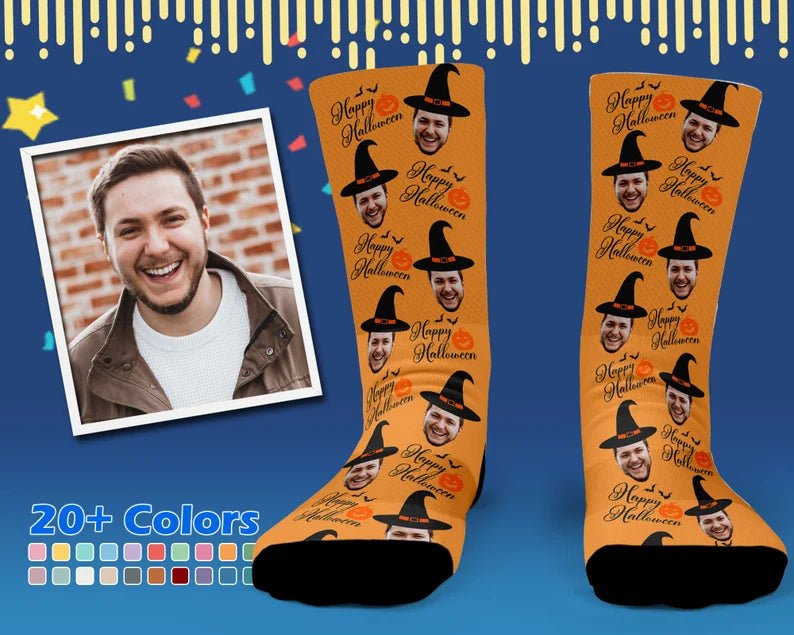 Custom Face Socks Happy Halloween Photo Socks Halloween Costume Halloween Pumpkin Gift Halloween Gift Idea Witch Party Theme 76964098 - DiyGiftly