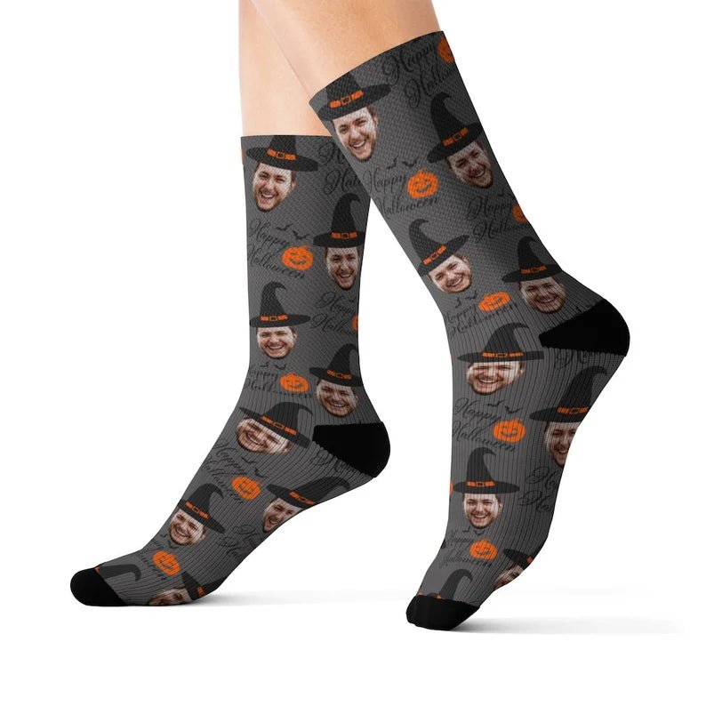 Custom Face Socks Happy Halloween Photo Socks Halloween Costume Halloween Pumpkin Gift Halloween Gift Idea Witch Party Theme 76964098 - DiyGiftly
