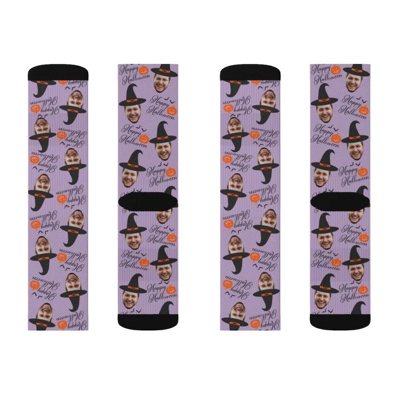 Custom Face Socks Happy Halloween Photo Socks Halloween Costume Halloween Pumpkin Gift Halloween Gift Idea Witch Party Theme 76964098 - DiyGiftly