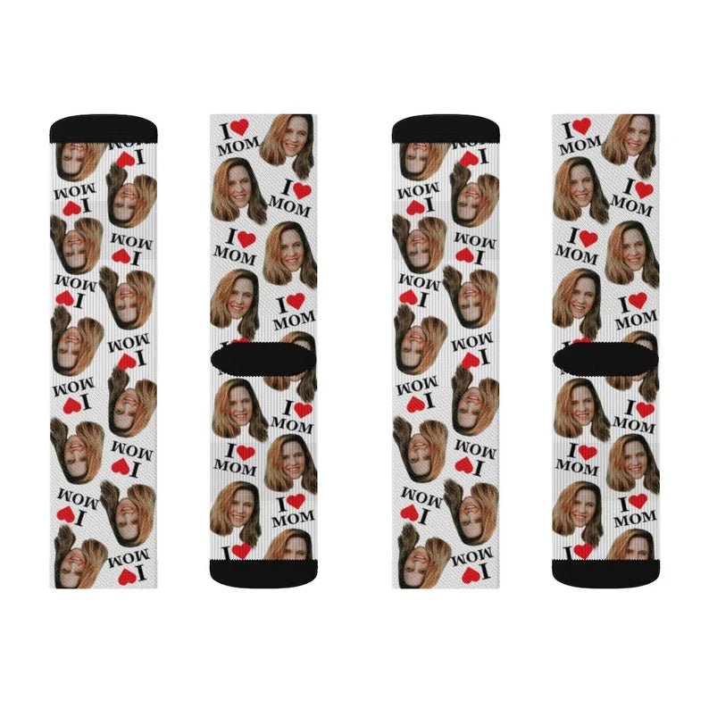 Custom face socks, Mother's Day Socks, Put Any Faces and Text On The Socks, I Love Mom, Mother's Day Gift, Best Gift For Mom,Chirstmas Gift 04444928 - DiyGiftly