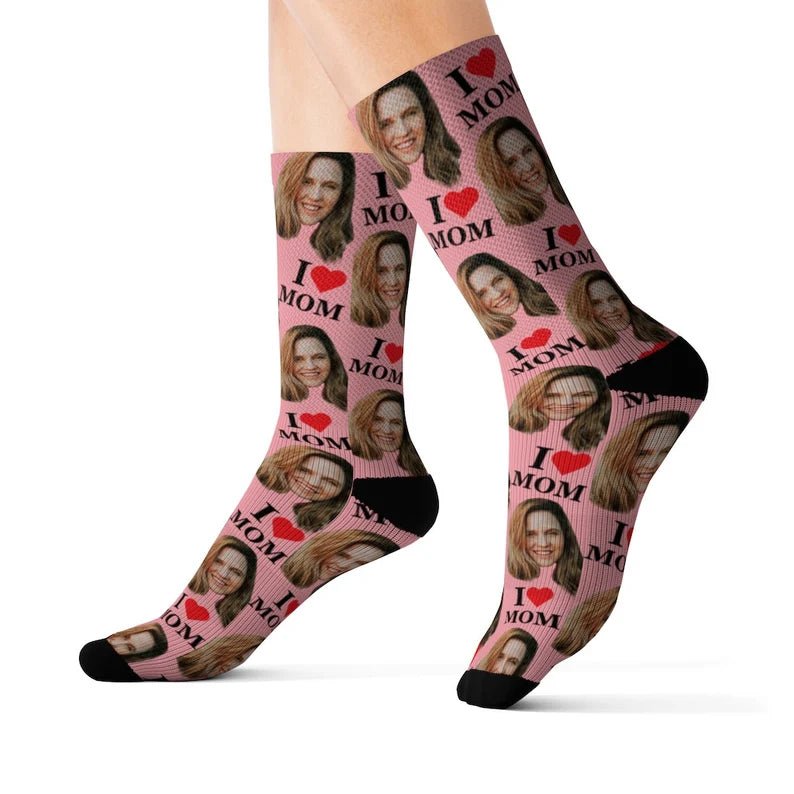 Custom face socks, Mother's Day Socks, Put Any Faces and Text On The Socks, I Love Mom, Mother's Day Gift, Best Gift For Mom,Chirstmas Gift 04444928 - DiyGiftly