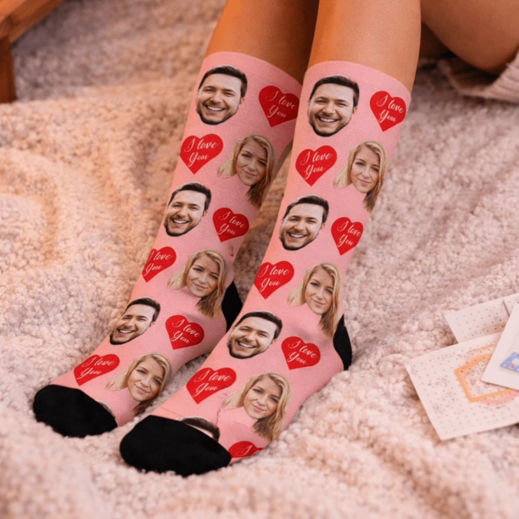 Custom Face Socks , Personalize socks, Valentines day gift for him or her, Custom Text Socks, Birthday Gift, Chirstmas Gift 90069760 - DiyGiftly