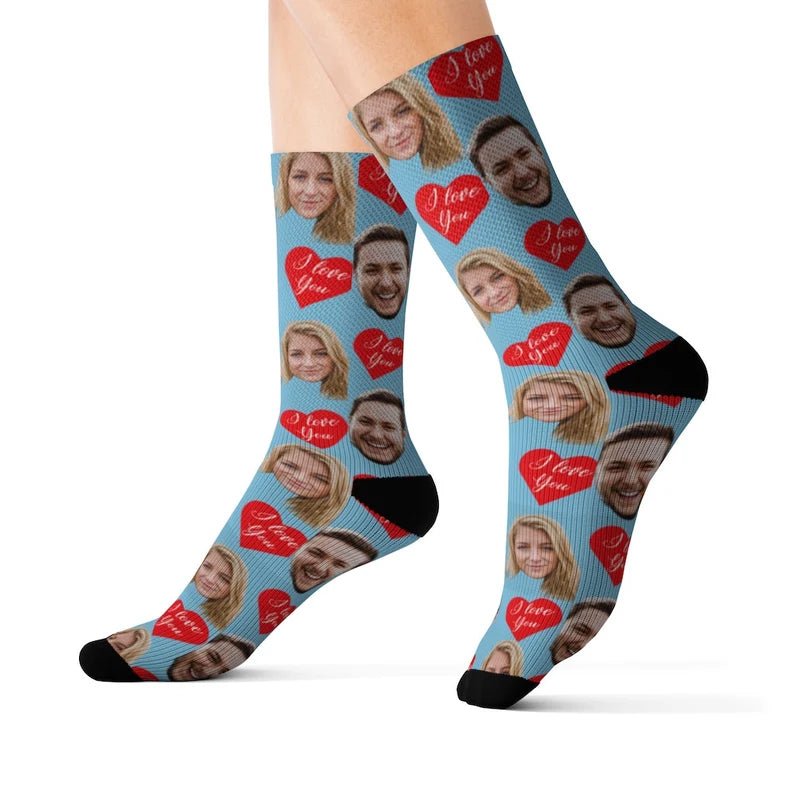 Custom Face Socks , Personalize socks, Valentines day gift for him or her, Custom Text Socks, Birthday Gift, Chirstmas Gift 90069760 - DiyGiftly
