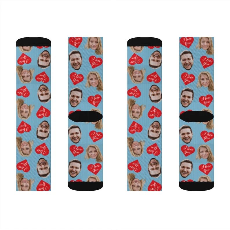 Custom Face Socks , Personalize socks, Valentines day gift for him or her, Custom Text Socks, Birthday Gift, Chirstmas Gift 90069760 - DiyGiftly