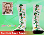 Custom Face Socks , St Patrick Day Socks with Pictures Personalized Irish Socks with Photo St Patricks Socks Shamrock Socks with Leprechaun 58210048 - DiyGiftly