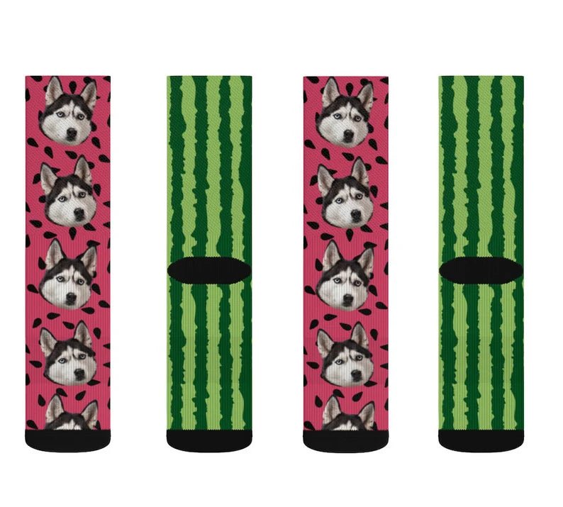 Custom Face Socks with Watermelon,personalized Gift with Watermelon,Funny Pet Socks for dog lovers Personalized Sock with pet,Mother's Day 18250752 - DiyGiftly