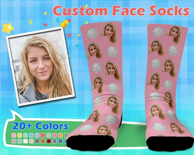 Custom Face Socks,Volleyball Socks,Personalized Photo Socks,Socks For Women,Volleyball Pattern Socks, Funny Socks,Class of 2025,Father'sDay 714176 - DiyGiftly
