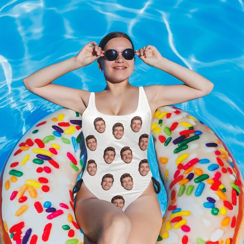 Custom Face Swimsuit, Personalized Bride Bathing Suits, Photo Swimwear Bikini, One Piece Swimsuit, Bridesmaids Party Gift for Women 978688 - DiyGiftly