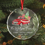 Custom Family Name Christmas Glass Circle Ornament 689065 - DiyGiftly