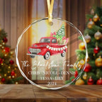 Custom Family Name Christmas Glass Circle Ornament 689065 - DiyGiftly