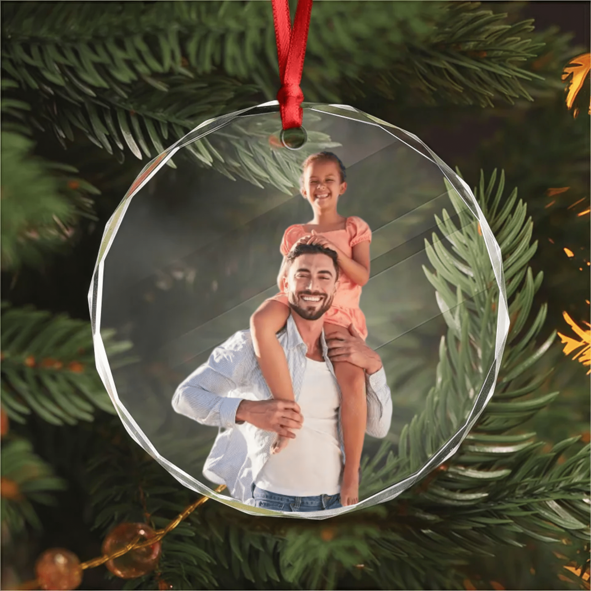Custom Family Name Christmas Glass Circle Ornament 689398 - DiyGiftly
