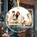 Custom Family Photo Gift For Parents Christmas Glass Circle Ornament 689546 - DiyGiftly